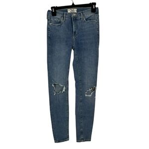 We The Free Jeans Womens 26 Ripped Knee Skinny Distressed Denim Blue